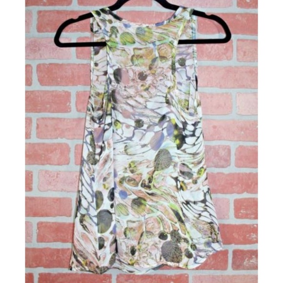 Asher by Fab'rik Sleeveless Sheer Watercolor Top - Picture 2 of 4